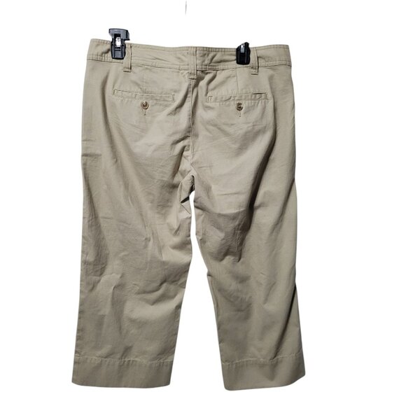 Gap Favorite Khaki Capri Women’s Sz 10 Flat Front Tan Pockets Capri Pants - Picture 3 of 11